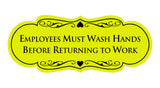 Designer Employees Must Wash Hands Before Returning to work Sign