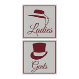 Signs ByLITA Square ladies and gents sign set with Adhesive Tape, Mounts On Any Surface, Weather Resistant, Indoor/Outdoor Use