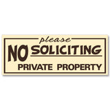 All Quality "Please No Soliciting Private Property" Engraved Sign, 2" x 5"